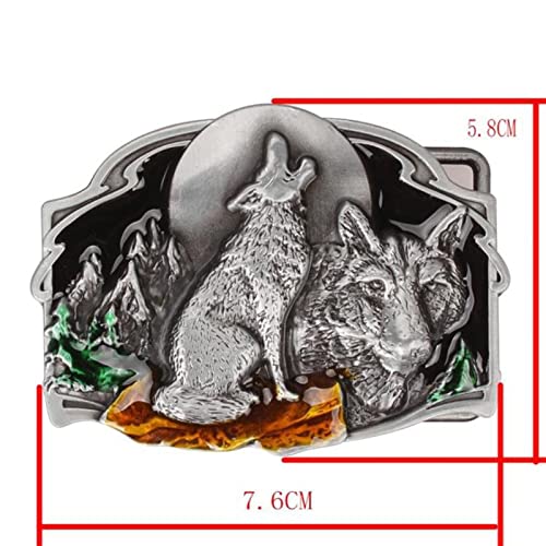 Belt Men,Leather Cowboy Western Casual Belt Wolf Pattern Alloy Buckle European American Hip-Hop3