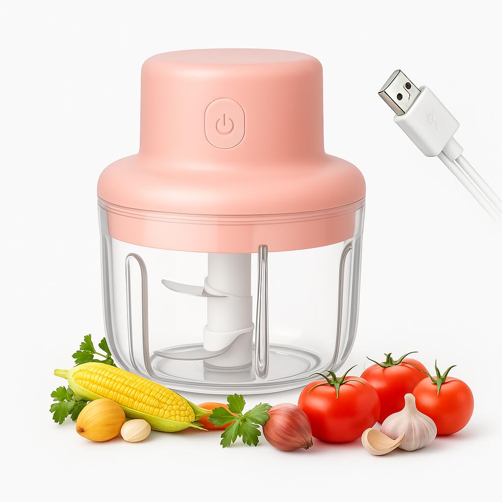 RoaRich™ Mini Portable Electric Chopper | USB Rechargeable Electric Chopper for Fruit Vegetable Cutter | Compact and BPA-Free | Ideal for Effortless Chopping, Travel, and Kitchen Use (45W, 250 ml)-image-48