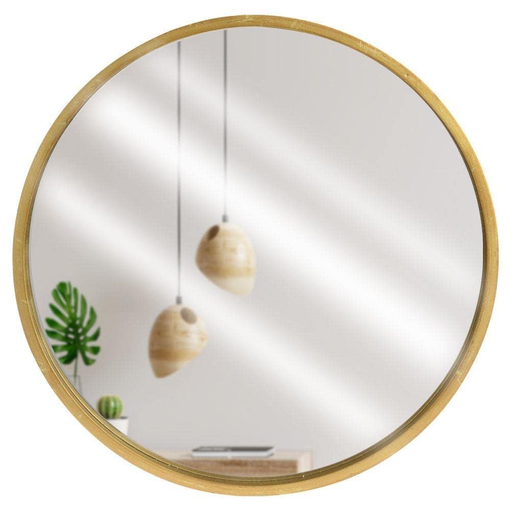 Vilde Runder Spiegel 50 cm Gold Holzrahmen Dekorativ Für Büro, Restaurant