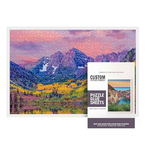 26.5x38.5 Puzzle Frame with Glue Sheets | White Mid Century Picture Frame | Real Wood with UV Resistant Acrylic Front | Made to Preserve and Display Puzzles Measuring 26.5x38.5 Inches