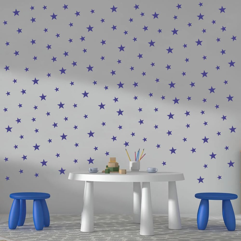 Assorted Matte Dark Blue Wall Vinyl Decals Stickers - 112pcs (1.18" to 1.97" Sizes) – Easy Peel and Stick, Perfect for Nursery, Kids Room, Bedroom