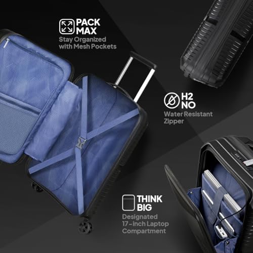 Image of American Tourister Cabin AIRCONIC2.0 SP 55 cm Small Front Opening Polypropylene (PP) Hard 8 Wheels Spinner Luggage /Suitcase /Trolley Bag for Travel (Black)