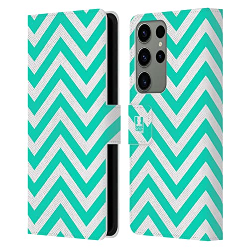 Housse Cuir Rabat Samsung S23 Ultra Antichoc Sarcelle Neon Zigzag Head Case Designs Multi-Cartes