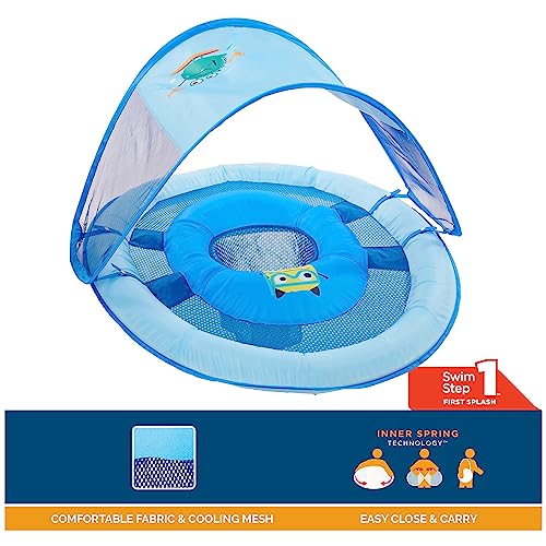 Swimways Baby Spring Float Sun Canopy - Blue Sea Monster #TOP1