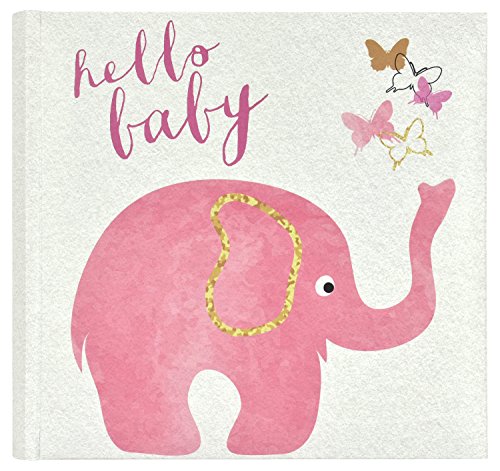 Image of MCS Hello Baby Photo Album Holds 200 4x6 Photos with Memo Space, Clear Side-Loading Pockets - Scrapbook Style Memory Book for Baby Girls, Showers & Milestones - A Sweet Gift for New Parents