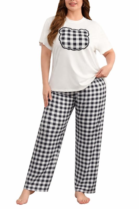 Image of KSHS Printed Round Neck Short Sleeve Nightsuit Set | Pajama Set | Casual Night Dress for Women