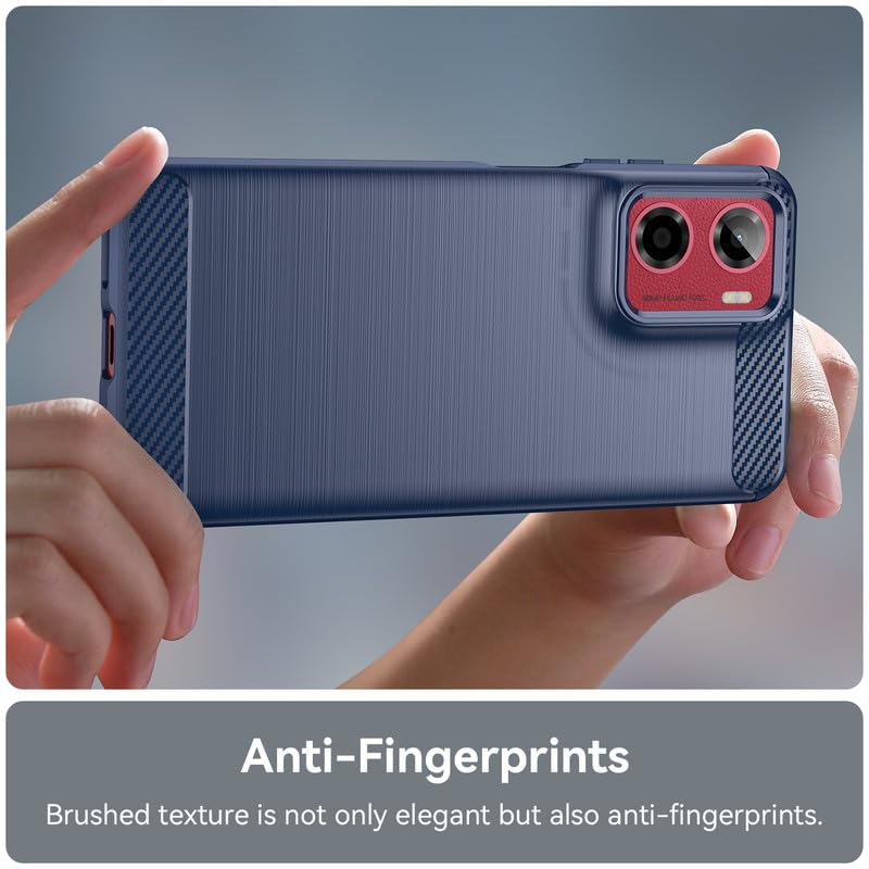 Image of Hybrid Carbon Fiber Back Case for Moto G05 (Blue)