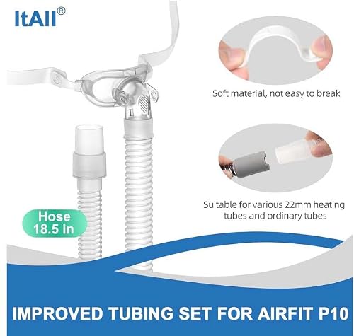 2PCs Replacement Tubing and Support Set for Airfit P10, Short Tube & Supportive Frame Assembly with Improved Swivel Design, Added Flexibility & Comfort,ItAll Supplies for CPAP Users