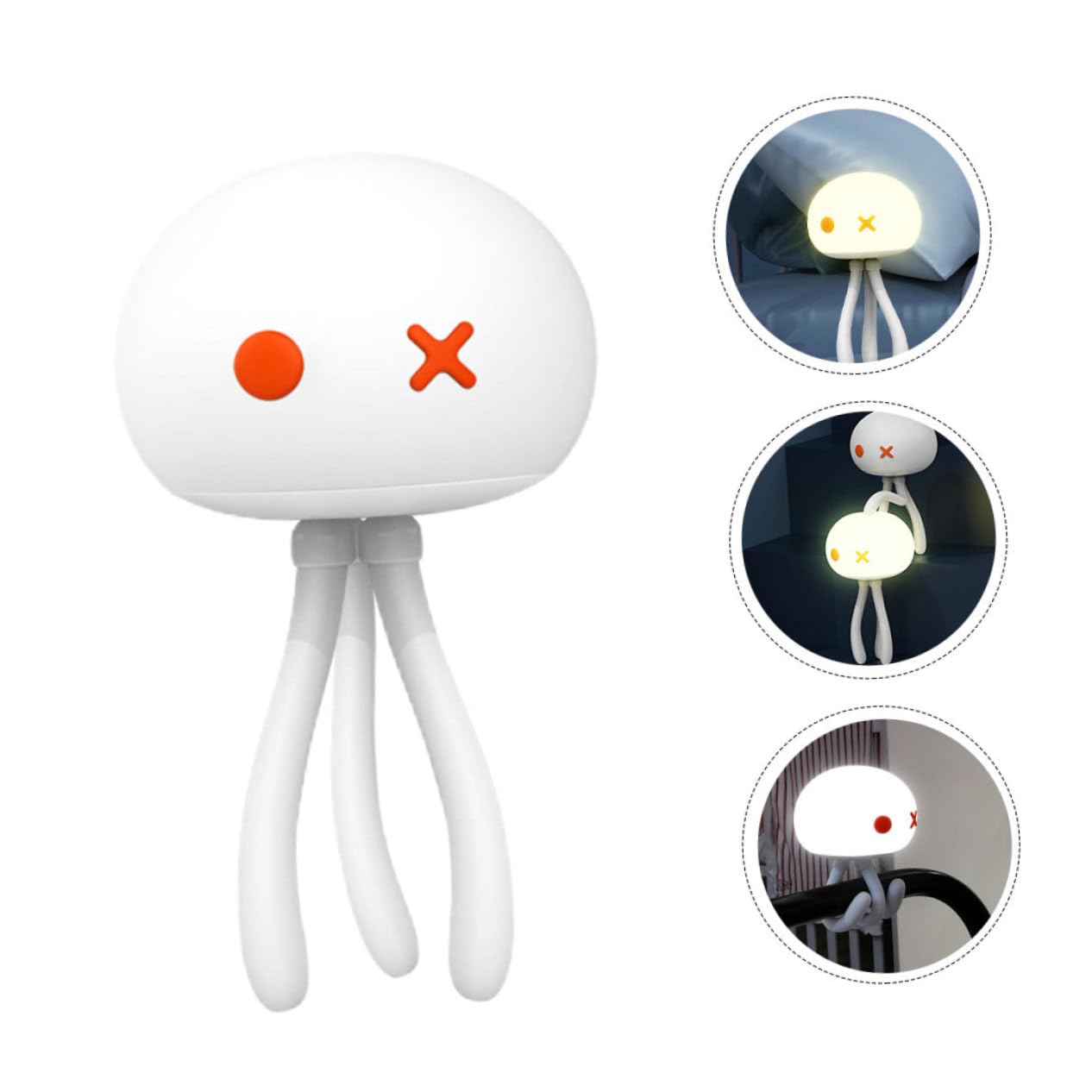 Sewroro Lámpara de Noche de Medusas Recargable 1200mah Blanco | Luz LED Suave Regulable, Cuerpo de Abs y Silicona, para Dormitorio y Estudio