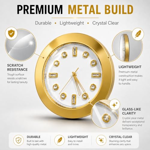 Image of ARMONIA Aurelia Wall Clock | 34 cm Medium Luxury Wall Clock |Silent Non-Ticking | Modern Decorative Clock for Living Room,Bedroom,Dining Room & Office (Gold Glossy Finish,Metal)