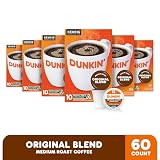 Dunkin’ Original Blend Coffee, Medium Roast, K-Cup Pods, Keurig K-Cup Pods, 10 Count Boxes (Pack of 6)