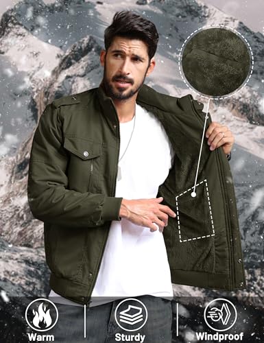 Image of TACVASEN Men's Lightweight Military Cotton Jacket Casual Windbreaker Coat | with zipper and hidden snap,stand collar,multi pockets,tactical m65 field cargo outerwear for winter & fall,utility windproof