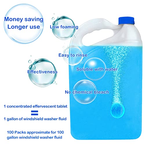 Awave Bloom WG-01 100 Pieces Car Windshield Washer Fluid Concentrated Clean Tablets,New Formula Windshield Wiper Fluid Solid Effervescent Tablet.Remove Glass Stains,Clear Vision thumb #1