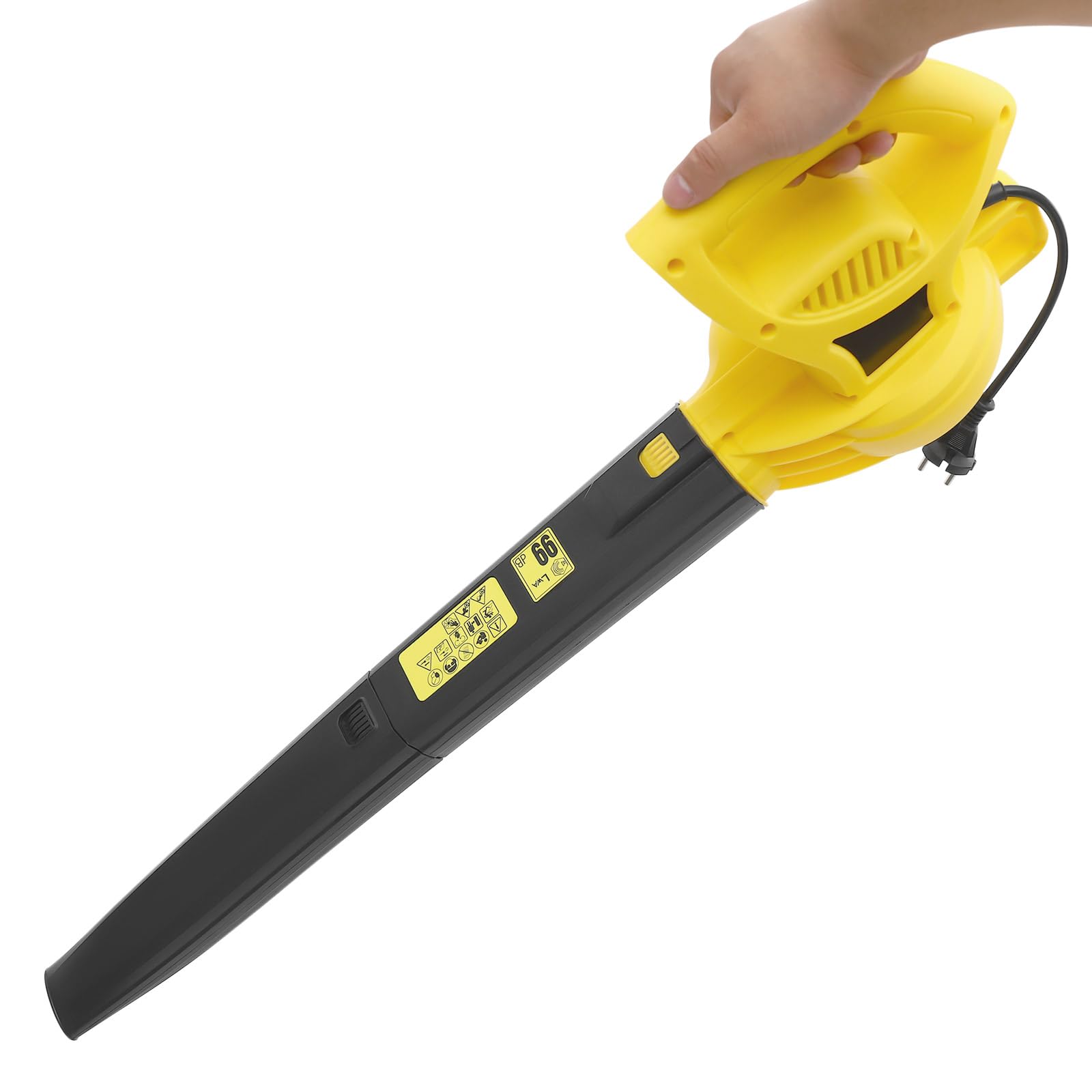 Soplador de hojas eléctrico 206CFM con cable, 2000 W – 206 CFM, con cable, 2 en 1 soplado y aspiración, 6 velocidades de aire, incluye correa de transporte y bolsa de 35 L