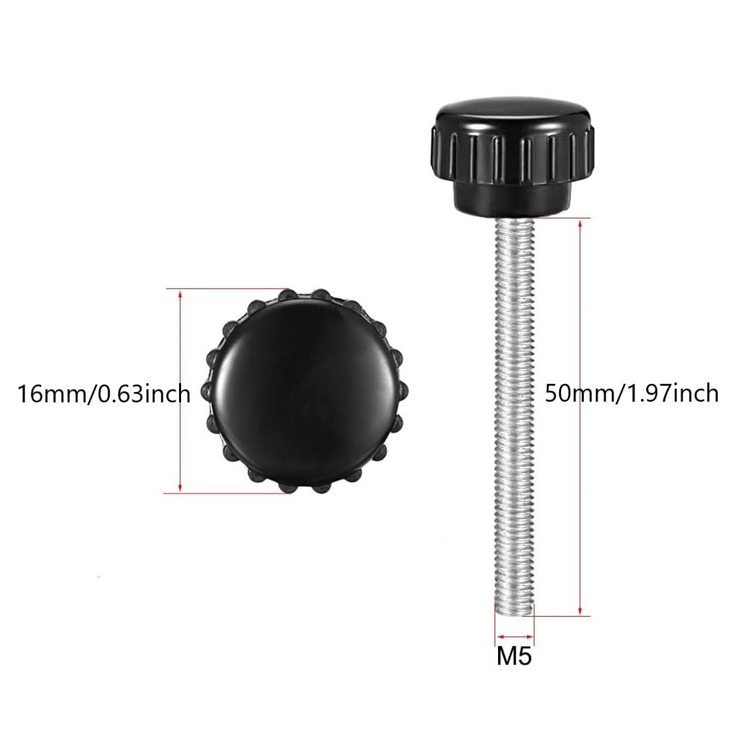 MACHSWON Knurled Clamping Knobs Grip for Saw Drill Press Lathe and Routing Jigs Packaging Machinery Printing Equipment Screw on Type Plastic Threaded Hand Bolt Knobs M5 x 50mm 10pcs - Image 2