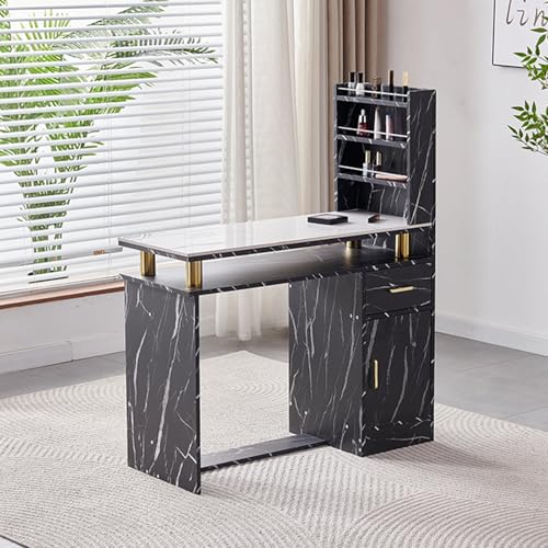 スパ美容院用ネイルアートデスク ストレージ本棚付き木製PCラップトップテーブルライティングワークステーション コンピューターデスク(Style 1)