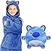 Meirrai Felpa con Cappuccio Bambini 2 in 1 Felpa Coperta e Cuscino Animale Carino Maglione Pullover con Tasca Sweatshirt Cappotto Caldo Peluche TV Spessa Coperte per Bambini Ragazze Ragazzi (Blu)