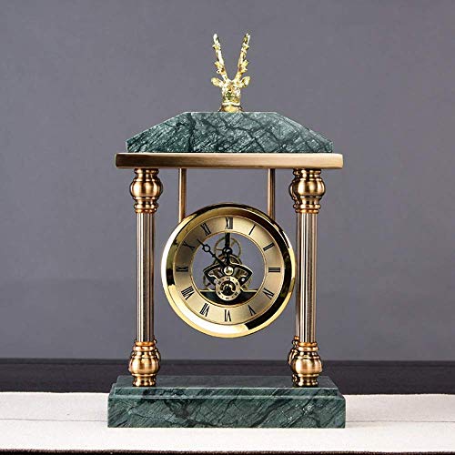 Reloj de mesa pequeño con movimiento de metal y base de mármol 2
