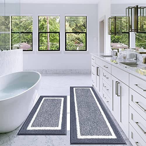 Pauwer 2 Piece Non Slip Bath Mats, Absorbent Shower Rugs for Bathroom Floor, Tub and Shower