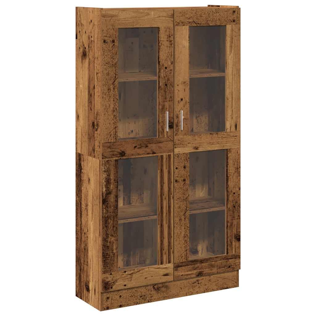 Vitrina de Cristal,Vitrina Salón,Mueble de Salón,Aparador Comedor,Aparador Cocina,Estantería Oficina,con Estantes PuertasAparador Madera ingeniería Madera Envejecida 82,5x30,5x150 cm