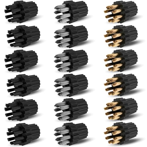 Image of 18PCS M8 Steam Cleaner Brush Head Steamer Replacement Attachments for Hard Surface, Brush Head Bulk Steam Cleaner Accessories Mop Parts Cleaning Brush Head, M8 Threaded Screw-on Brush