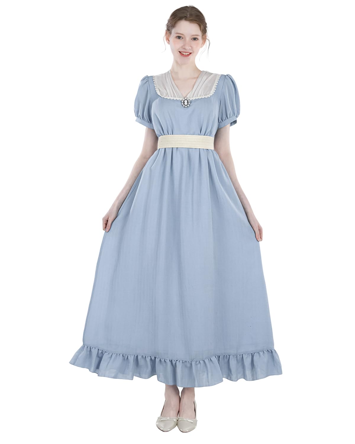 CR ROLECOS Regency Dresses for Women Short Regency Era Gown Empire Waist Victorian Tea Party Costume Light Blue XXL — image 1