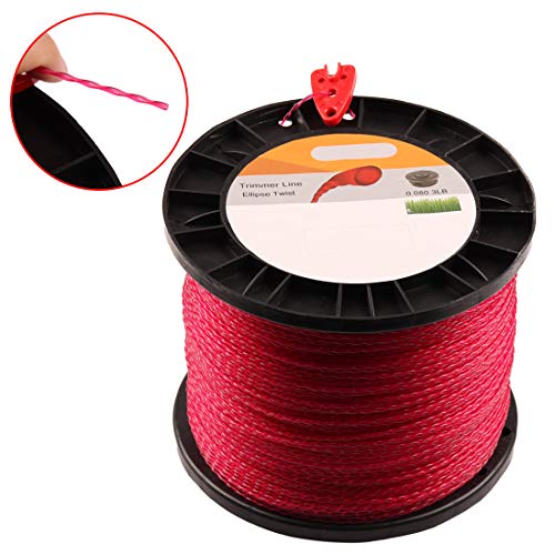 Wellsking 0.080\" Round Twist String Trimmer Line 3 lbs Spools with Bonus Line Cutter 1400-Foot Length Line for Weed Eater