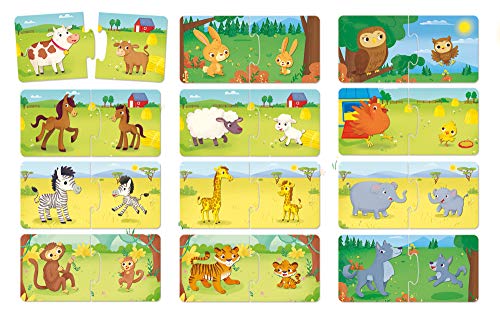 Lisciani - CAROTINA BABY - Logikspiel für Babys: Mamas und ihre Kleinen - Pädagogisches Gesellschaftsspiel - Für Kinder von 1 bis 4 Jahren - 12 lustige 2-teilige Puzzle - Fördert Logik & Denken
