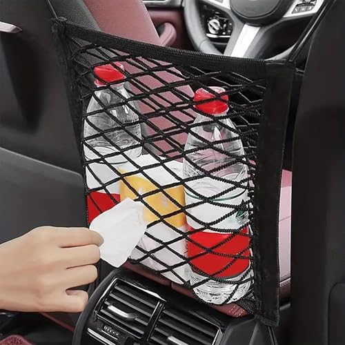 Image of SIAGO SIA138 Single-Pocket Car Mesh Organizer - Backseat Net Bag, Barrier for Pets & Kids, Tissue & Purse Holder, Driver Storage Pouch, Car Divider