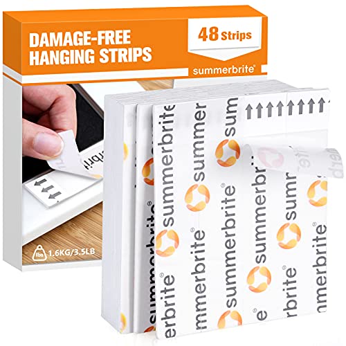 Picture Hanging Strips, summerbrite 24 Large Pairs 48 Strips Waterproof Hanging Strips Heavy Duty Double Sided Strips, Decorate Damage-Free for Frames, Photos, Poster, LED Lights, Home, Office