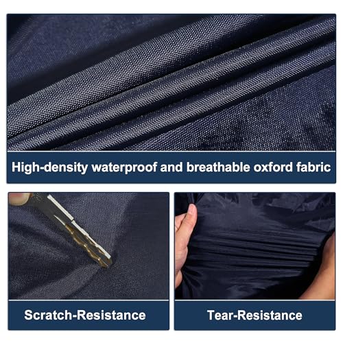 Image of Car Cover Waterproof All Weather with Driver Door Zipper for Jeep Wrangler JK JL Hardtop 4 Door 2007-2021 / Full Exterior Cover /Durable 210D Oxford Cloth / 1Pcs Navy Blue