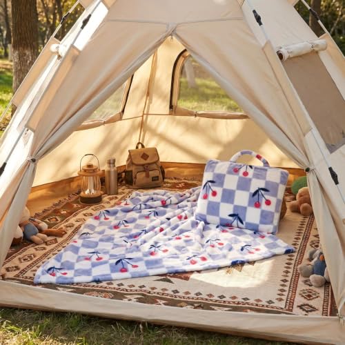 Image of 3-in-1 Kids Travel Blanket and Pillow Set with Cherry Printed