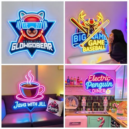 Image of Custom UV Printed LED Neon Sign for Bar, Cafe & Nail Salon - Personalized Business Logo Sign for Pub, Beauty Studio & Storefront Eye-Catching Store Signage & Wall Decor (Business)