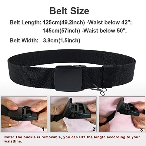 Image of WYuZe 2 Pack Nylon Belt Outdoor Military Web Belt 1.5 inch Men Tactical Webbing Work Belts for Men