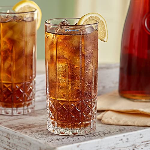 Image of SYANKA Italian Premium Juice Glasses Set of 4 Transparent, 300ml, Crystal Design Highball Glasses for Drinking Water, Juice and Cocktails