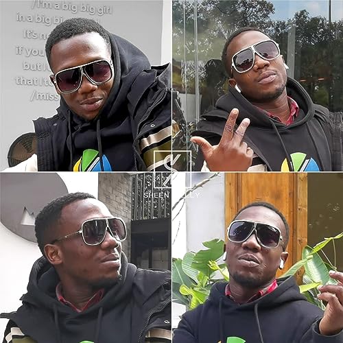 SHEEN KELLY Oversized Retro Chain 80s Vintage Pilot Sunglasses Men Classic Cowboy Eyewear Gradient Clear Lens - Image 4