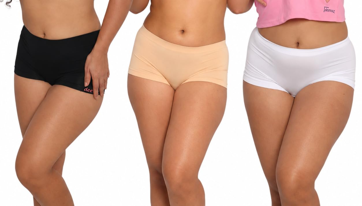 deevaz Women's Spandex Seamless Boyshort Panty,Free Size (Pack of 3) Multicolour-picture-10