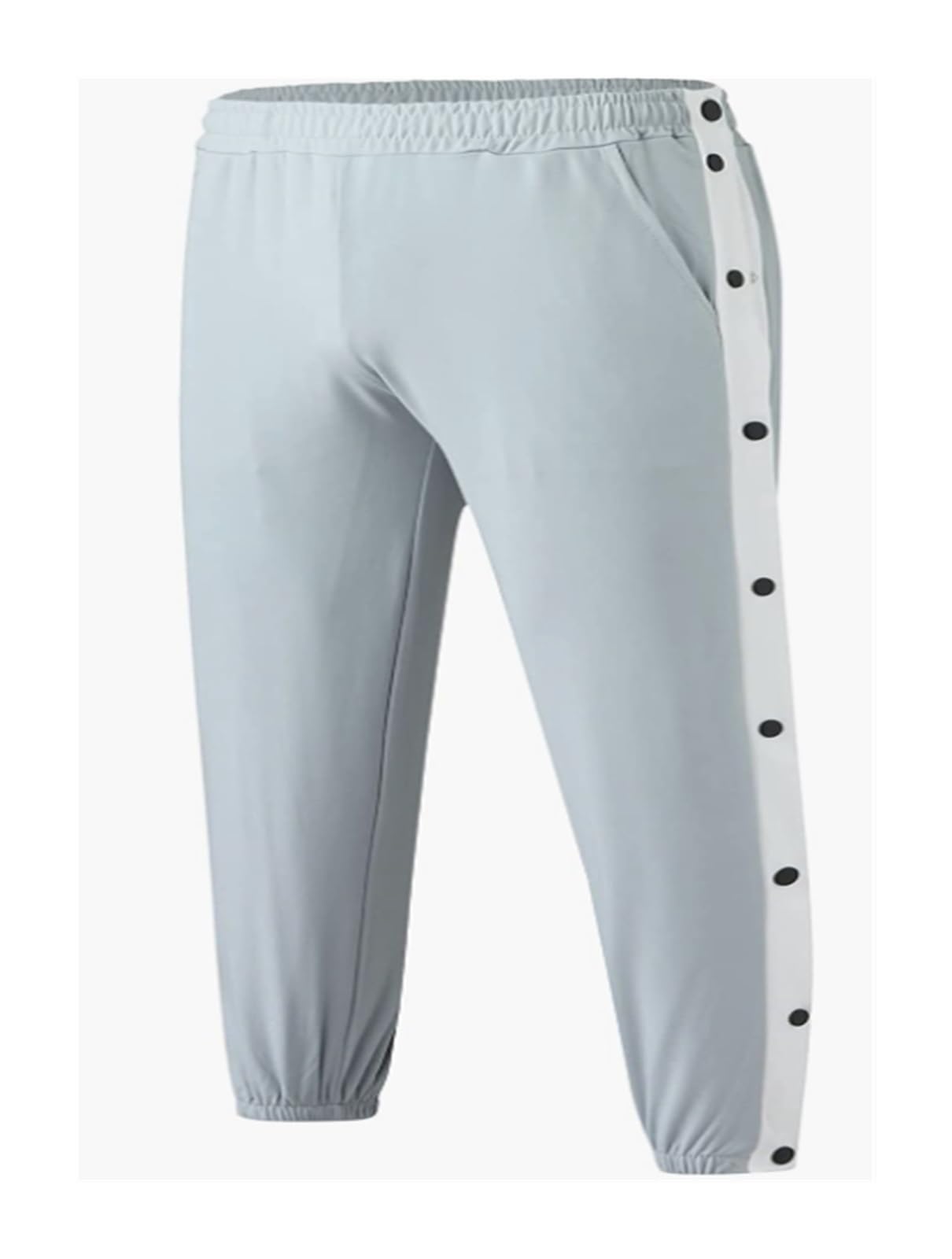 SHENGFU Pantaloni sportivi da uomo a strappo, casual, pantaloni da allenamento con spacco laterale alto con bottoni a pressione a righe