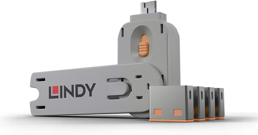 LINDY USB Port Blocker - Pack of 4 Colour Code: Orange