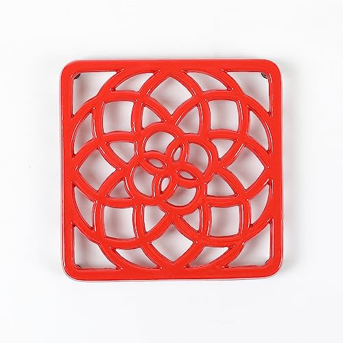 Hawok Enameled Cast Iron Trivet Square Kitchen Decor Red… #TOP24