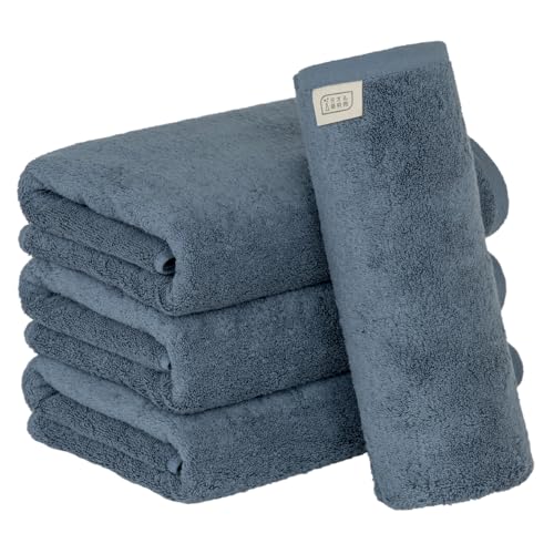Towel Kenkyusho Volume Rich #003 Bath Towel 4-Piece Set Hotel Specifications Fluffy Fast Absorption 100% Cotton Durable Less Fluffing 10 Colors to Choose from Japanese Technology Smoky Blue