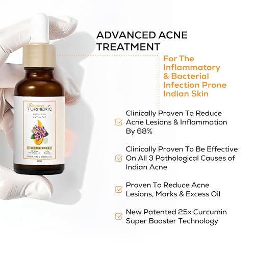 Image of Anti-Acne Clarifying Serum | 25X Curcumins, Willow Bark Salicylic & Bakuchiol | Controls Oil, Reduces Pimples, Blackheads & Acne Marks | Face Serum for Clear, Healthy Skin|All skin types | Women & Men-30ml
