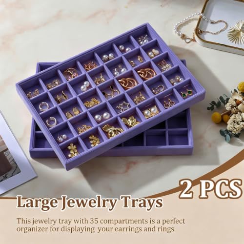 Image of Large Velvet Jewelry Tray Display Drawer Inserts 2 Pack