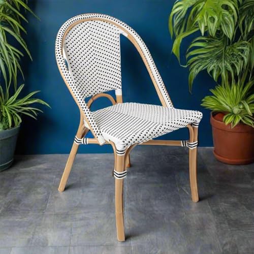 Image of Habere India-All the Cultures Fabricating India Cane Furniture | Outdoor Furniture | Wooden Chairs for Living Room | Chairs for Home | Lounge Chair | Cane Chair for Balcony - White