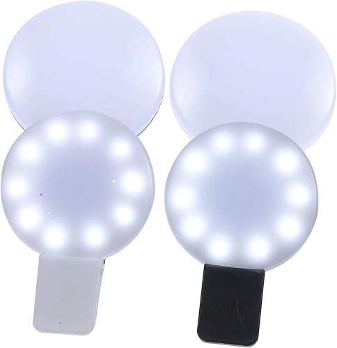 Angoily 4 piezas de luz de belleza para teléfono móvil, mini monedero LED con clip de luz USB, clip de luz de luz portátil para insignia, batería de
