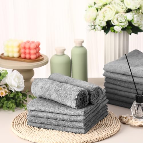 Image of Shimeyao 50 Pack Bleach Proof Towels Microfiber Absorbent Resistant Hair Hand Towels Bulk Quick Dry for Barber Gym Bath Spa Shaving (Light Grey,16 x 29 Inch)