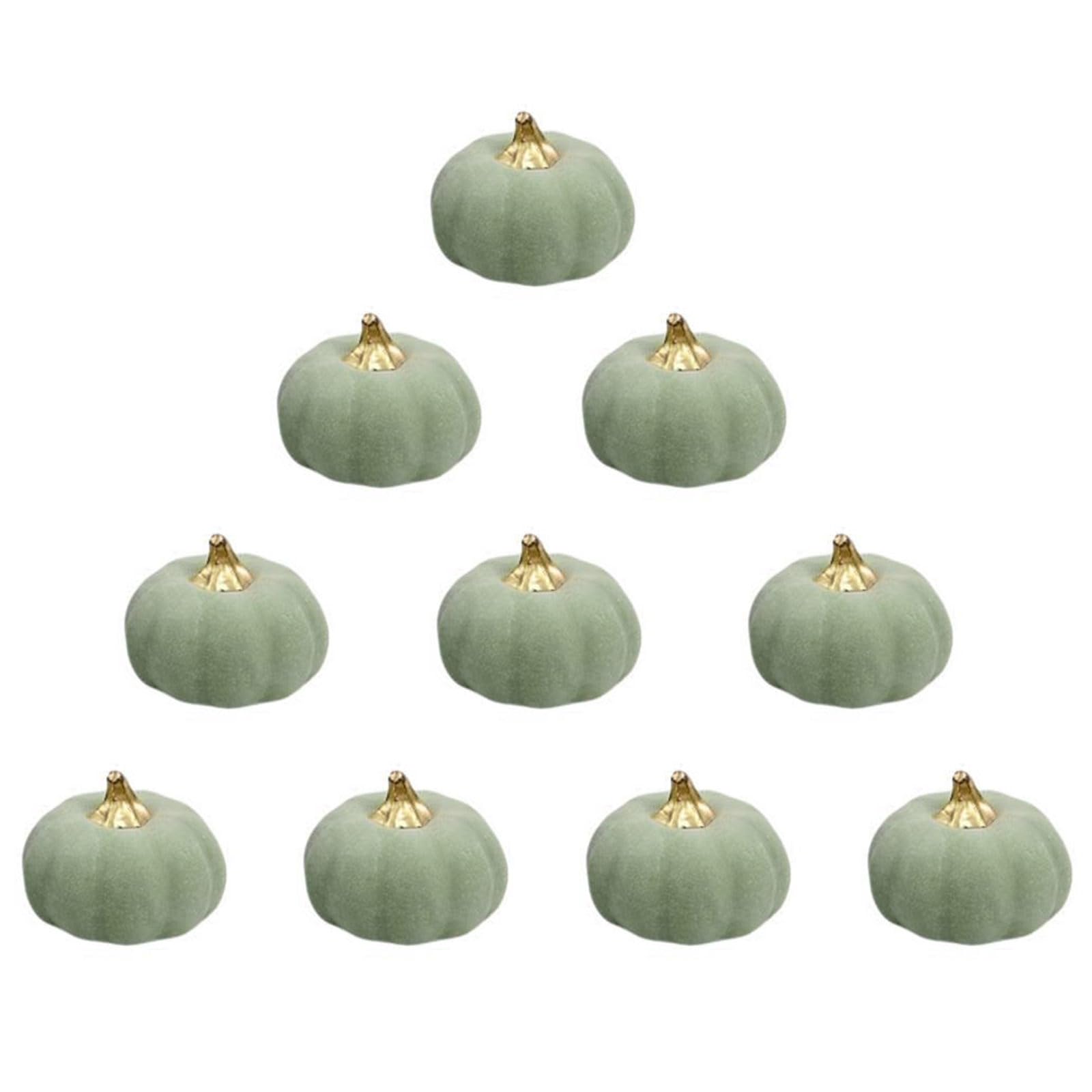 NEWFT 10Pcs Artificial Green Foam Pumpkins Fall Harvest Decoration for Thanksgiving Halloween DecorationBasket and Display