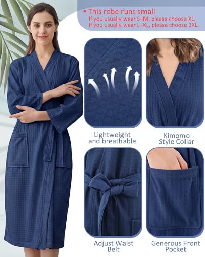 Image of Panitay Women's Waffle Knit Robes Thin Spa Bath Robe Bulk Hotel Lightweight Commercial Soft for House Shower Party