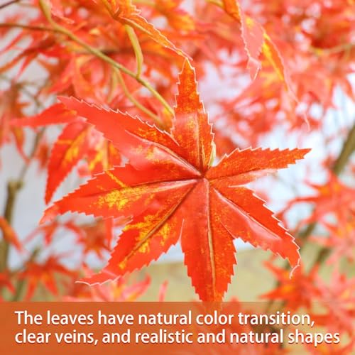 GarveeHome 2 Stück Künstlicher Ahornbaum, 180cm Groß Ahorn Ahornbaum Kunstpflanze im Topf mit Realistischen Blättern, Dekor Künstlicher Herbstbaum aus Rotem Ahorn für Haushalt, Thanksgiving,Erntedankf