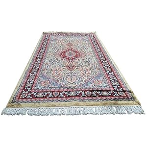 Amma Tapijten Handgeknoopt Zijde Tapijt Perzisch Crème Grootte 2.5×4 Voet